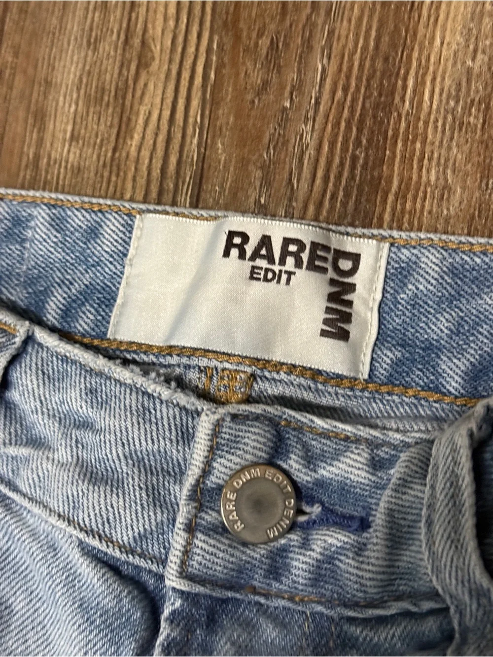RareDNM Edit Low Rise Baggy Jeans Women's 26 Distressed Rigid Fit Denim